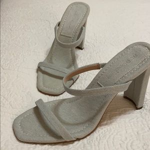 BCBGeneration Whitney Denim Strapy Sandal Heel